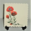 original hand painted floral greetings card ( ref F 601)