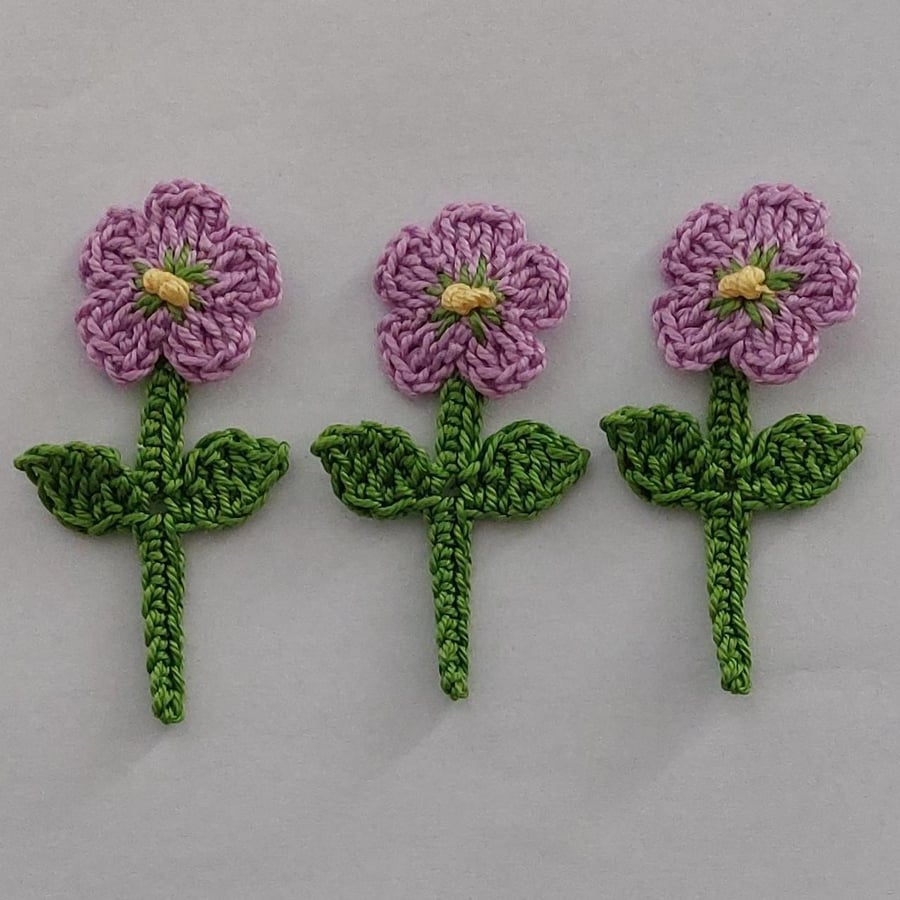 3 Crochet Flowers- Crafts- Appliques