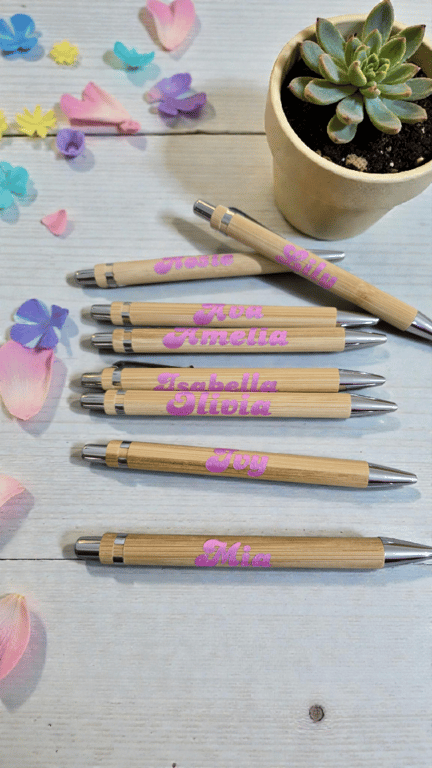Personalised bamboo pens 