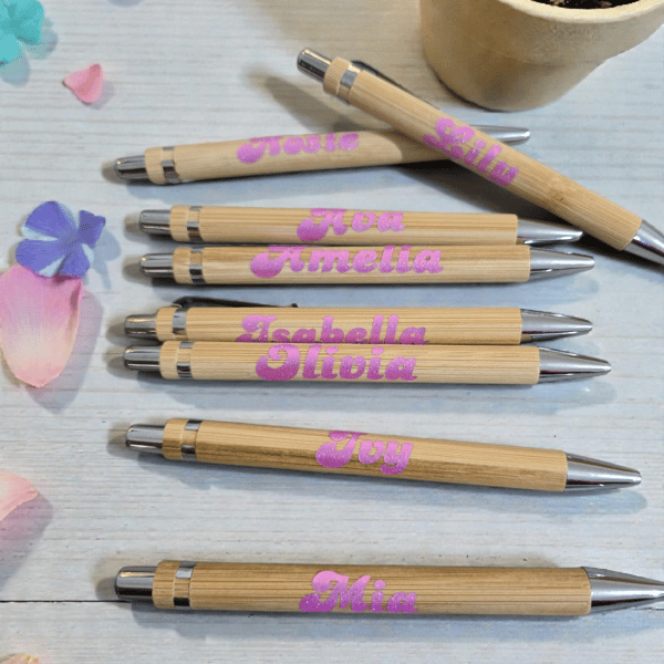 Personalised bamboo pens 