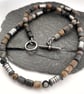 Silver jasper and hematite bead necklace suitable for men or women 