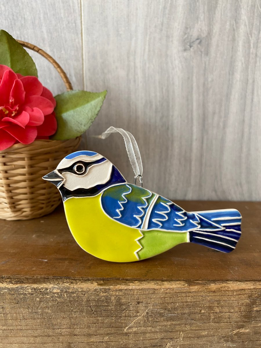 Pottery bluetit decoration