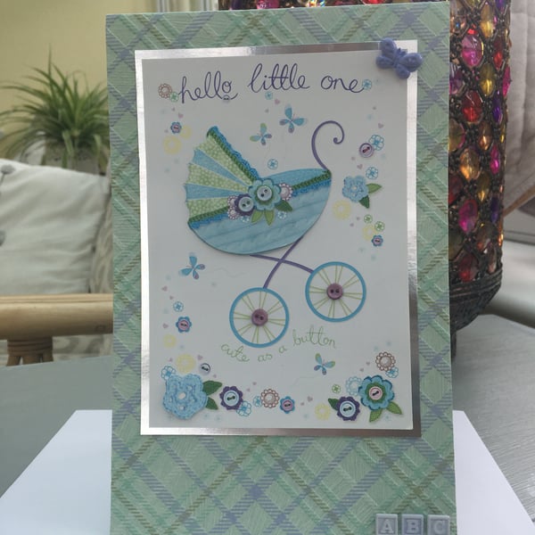 Hello little one new baby card