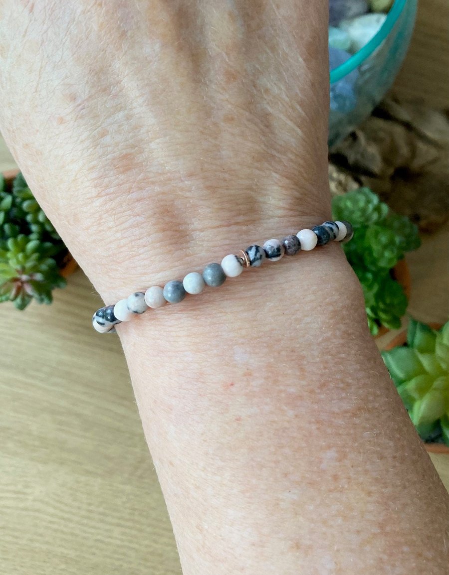 Dainty Pink Zebra Jasper Bracelet