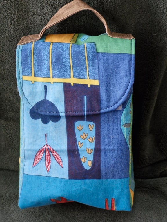 Small cool bag or lunch bag with insulated facing and fish print ideal for child