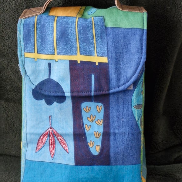 Small cool bag or lunch bag with insulated facing and fish print ideal for child