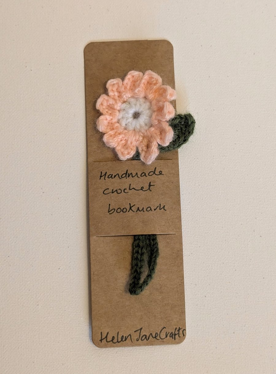 Handmade crochet flower bookmark - peach