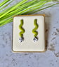 Colour & Monochrome - Metallic Green Squiggle Earrings