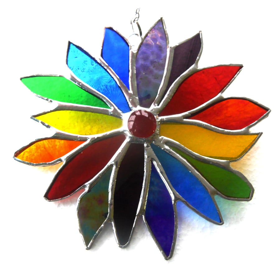 Rainbow Flower Stained Glass Suncatcher 079