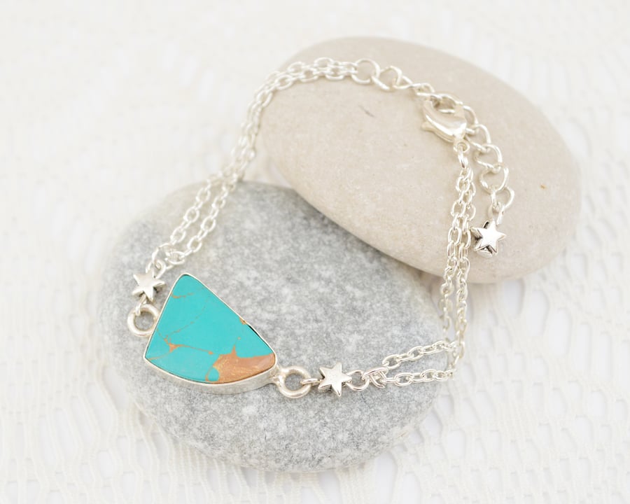 Turquoise & Silver Star Bracelet