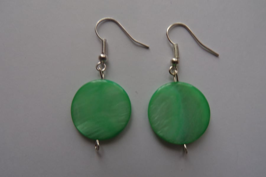 Shell Earrings, Green Shell Earrings