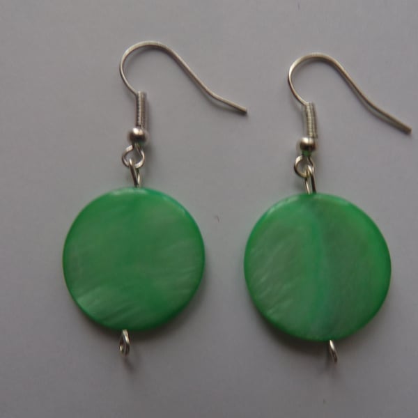 Shell Earrings, Green Shell Earrings