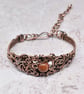 Wire Wrapped Goldstone and Copper Cuff Bracelet - Image 8
