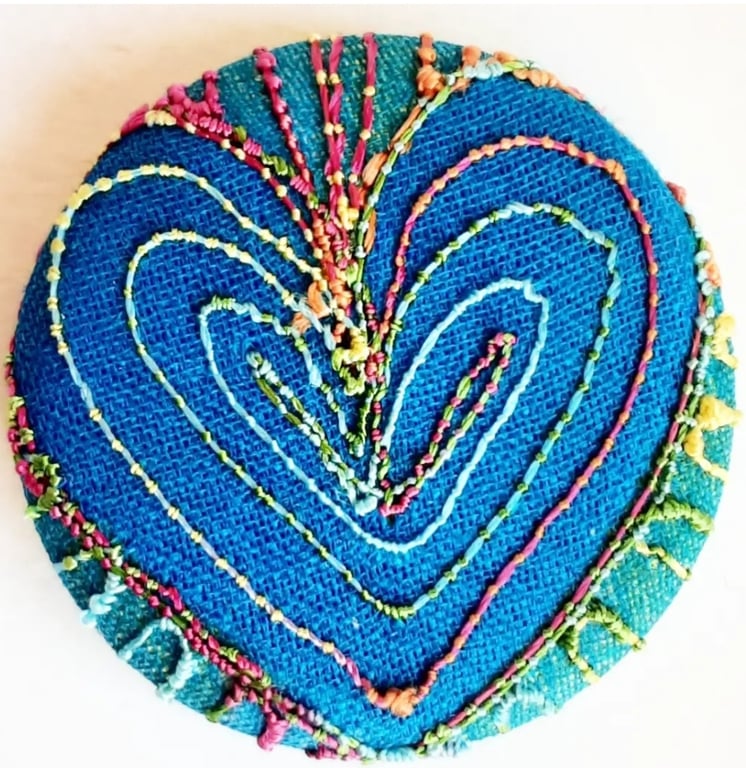 Buttons 1 inch button Hand Dyed Silks and Cottons Free Machine Embroidery Button