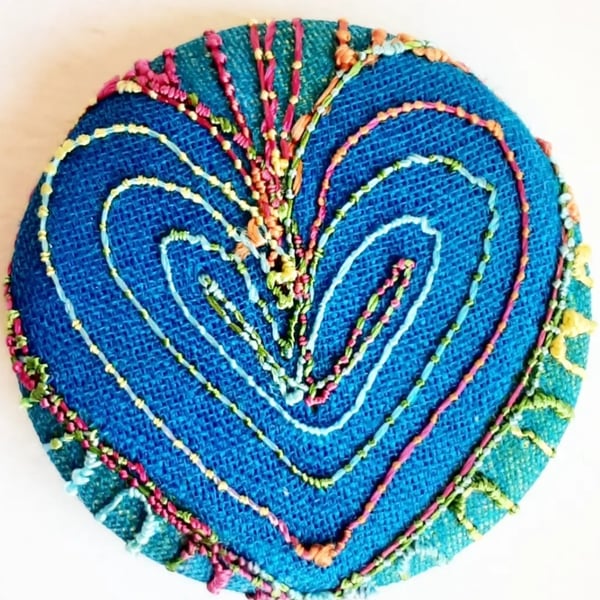 Buttons 1 inch button Hand Dyed Silks and Cottons Free Machine Embroidery Button