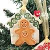 Ceramic gingerbread house decoration with Red roof