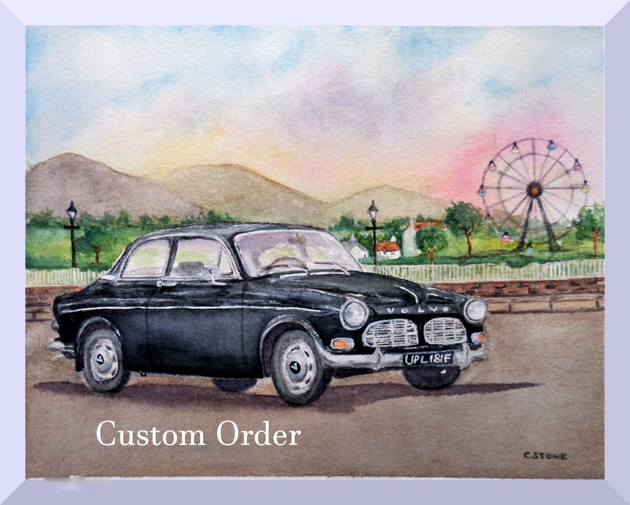 Custom Order for Charmaine. Final payment. Volvo Amazon classic car  watercolour