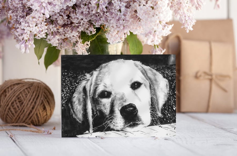 Labrador Puppy Greeting Card, Dog Card, Greetings Card, Labrador Puppy, Dog Card