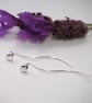 Small Argentium silver stud earrings with extended ear wire - Image 2