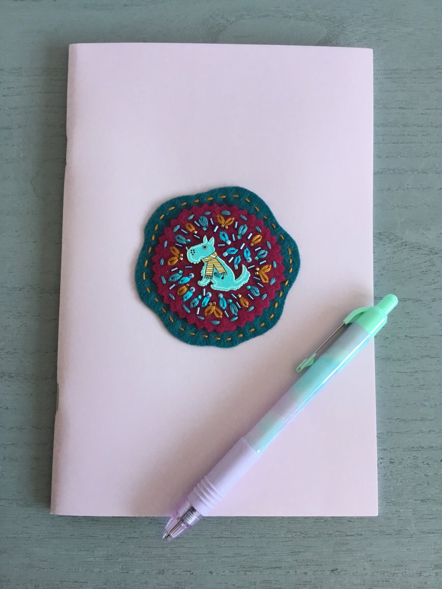 Hand Embroidered Dog Notebook Set