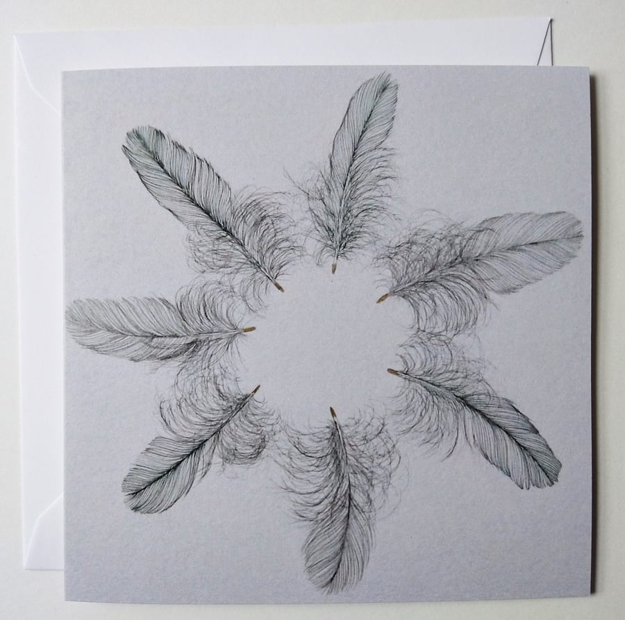 Circle of Feathers Greetings Card
