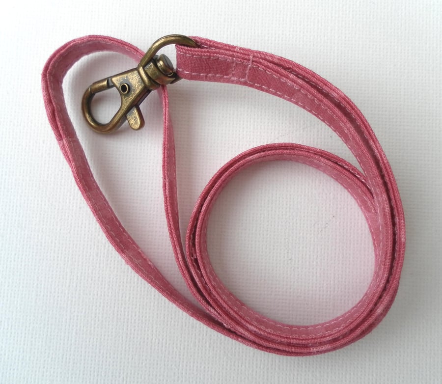 Lanyard, Pink Fabric, Swivel, Brass Effect Key Clip