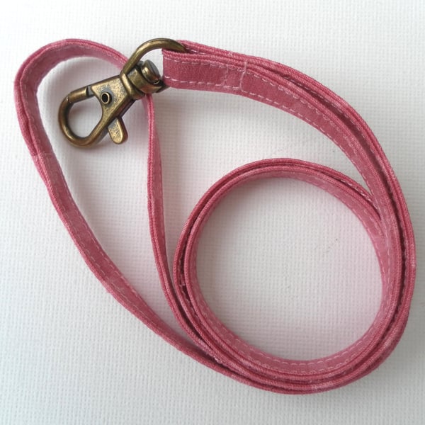 Lanyard, Pink Fabric, Swivel, Brass Effect Key Clip