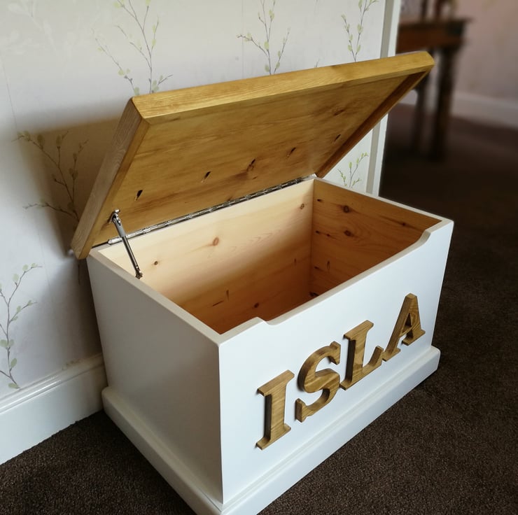 Personalised Toy Box Handmade Wooden with Soft Folksy
