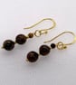 Tigers Eye Gold Vermeil Earrings  - Image 3