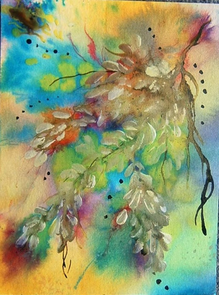 art painting mixed media impressionist floral (ref 902)