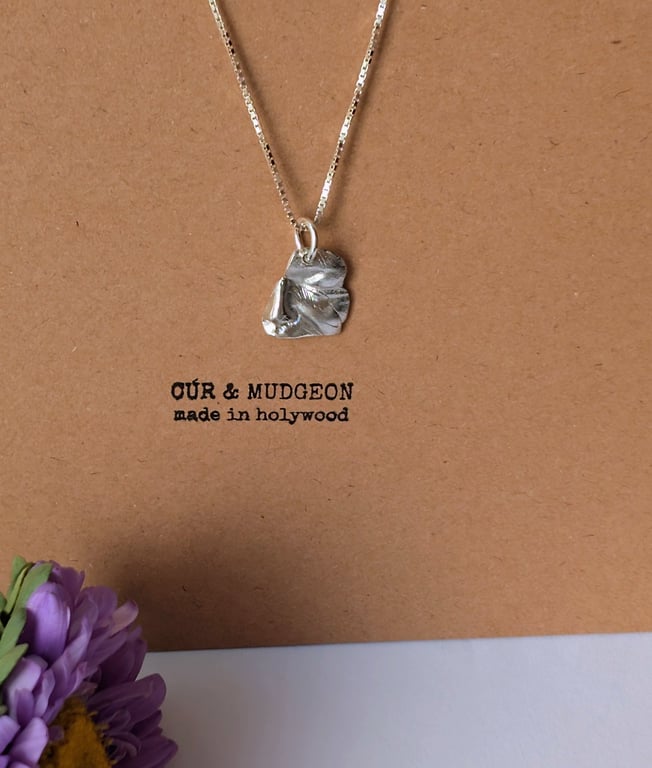 Fine Silver Abstract Face Fragment Pendant Necklace