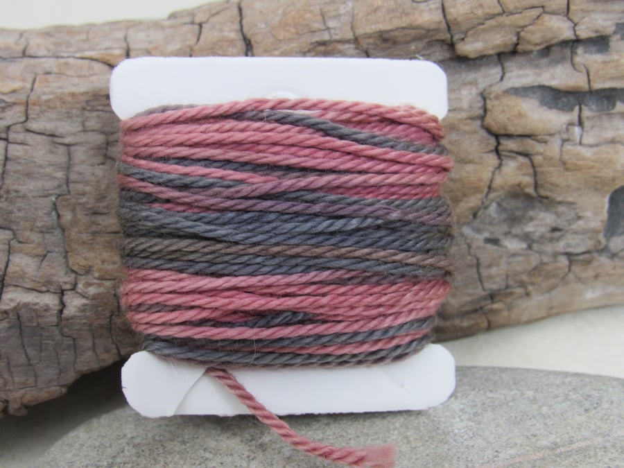 Hand Dyed Natural Dye Red, Purple Cotton DMC3 Perle Embroidery Thread