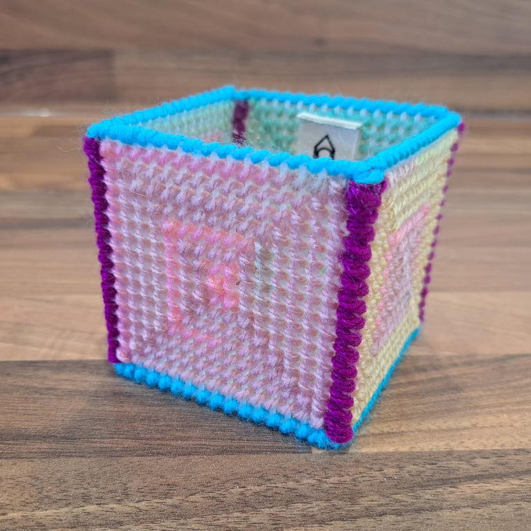 Medium container for office items - pink, yellow, green, blue mix