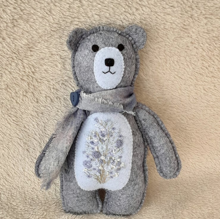 Hand sewn Scandi style teddy bear, luxury hand Folksy