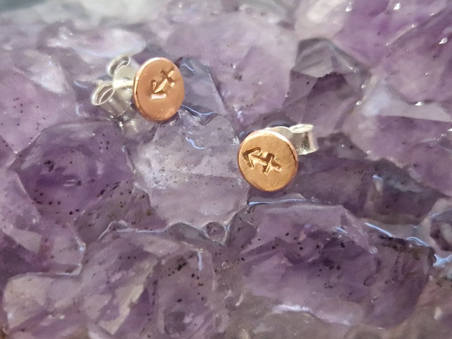 Sagittarius copper stud earrings