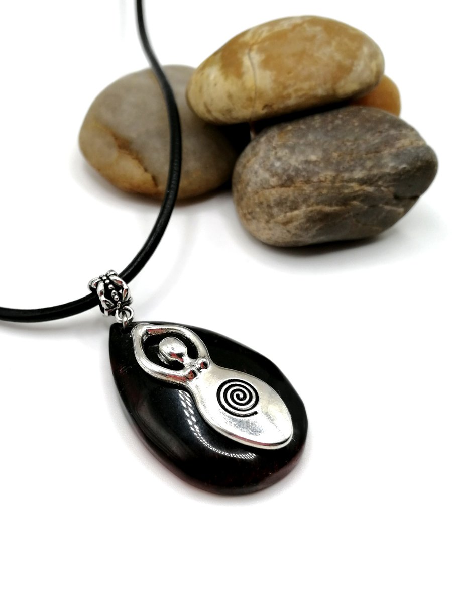 Red Tigers Eye and Goddess Pendant