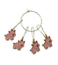 Pig Stitch markers, enamelled colourful progress charms, knitting markers, lace 