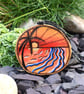 Sunset on the coast pyrography with colour hanging wood slice - Image 2