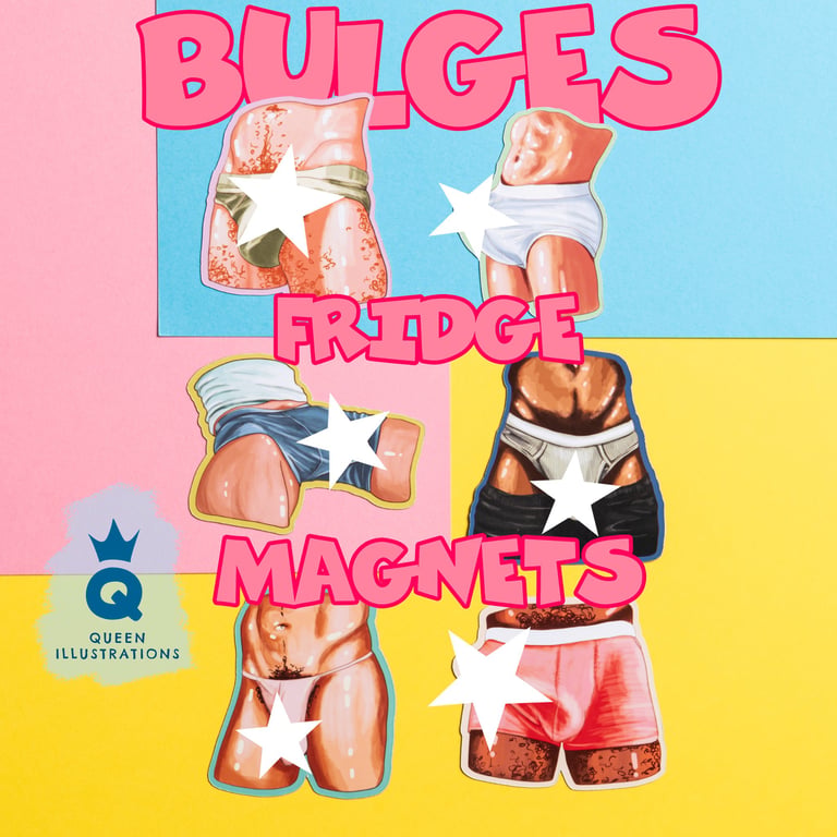 BULGES FRIDGE MAGNETS, super hot gay magnets, fun gift ideas, Gay art