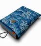 Japanese Cotton Book Sleeve - Silver & Blue Ombre Wave Pattern - Image 4