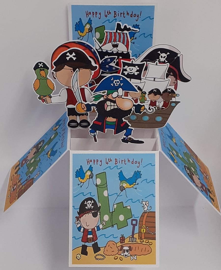 Boys 4th Birthday Card with Pirates