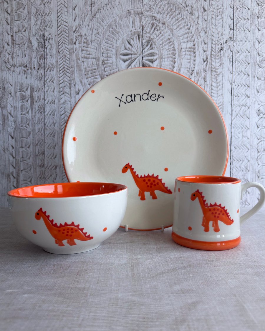 Personalised Dinosaur Dinner Set
