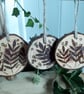 Five pyrography rowan wood slice hanging decorations - Image 2