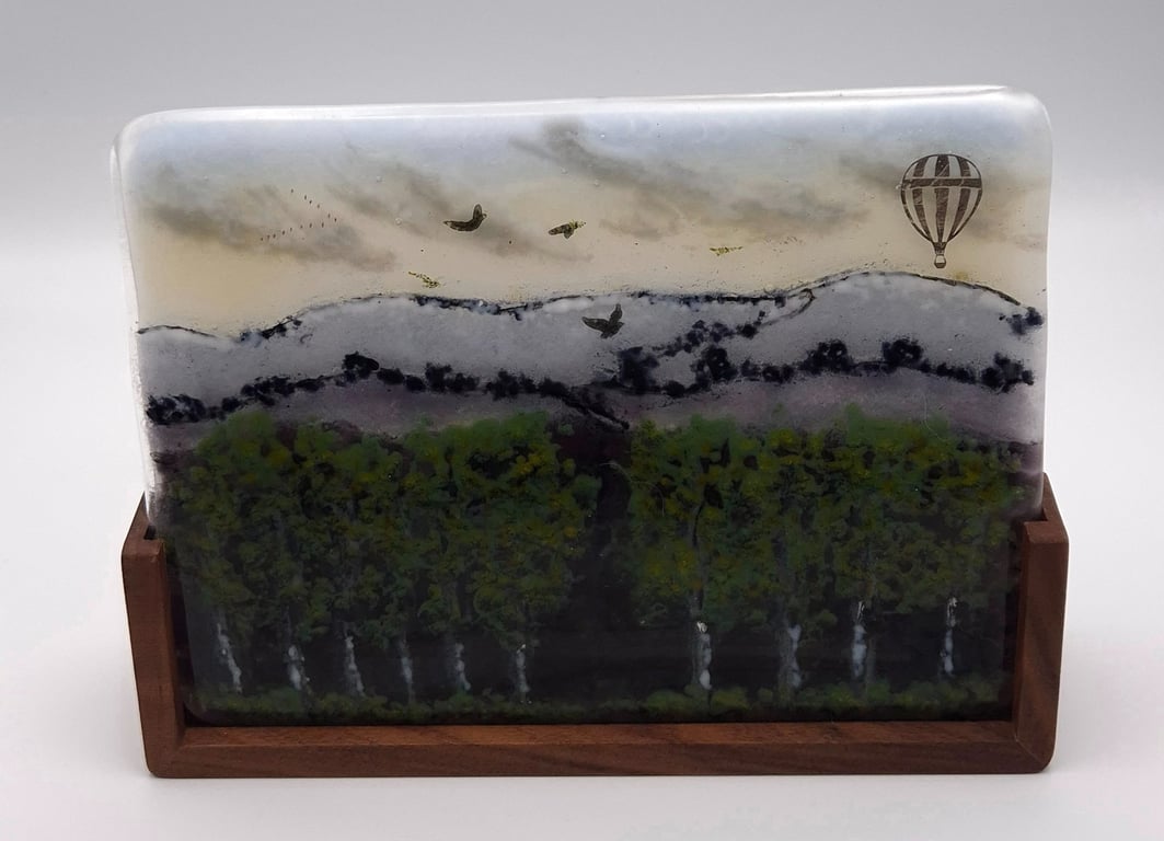 A Day Out in Abstract Fuse Glass Free Standing Panel