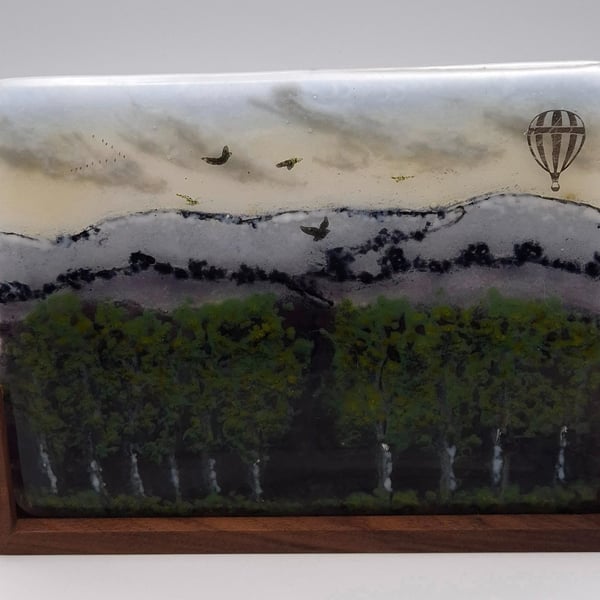 A Day Out in Abstract Fuse Glass Free Standing Panel