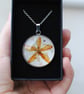 St. John's Wort real dried flower glass pendant sterling silver 925 plated chain
