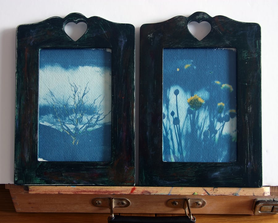 2 x Cyanotype Photo Prints in Upcycled Frames Perfectly Imperfect