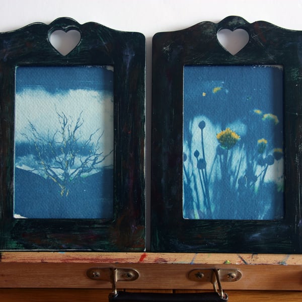 2 x Cyanotype Photo Prints in Upcycled Frames Perfectly Imperfect