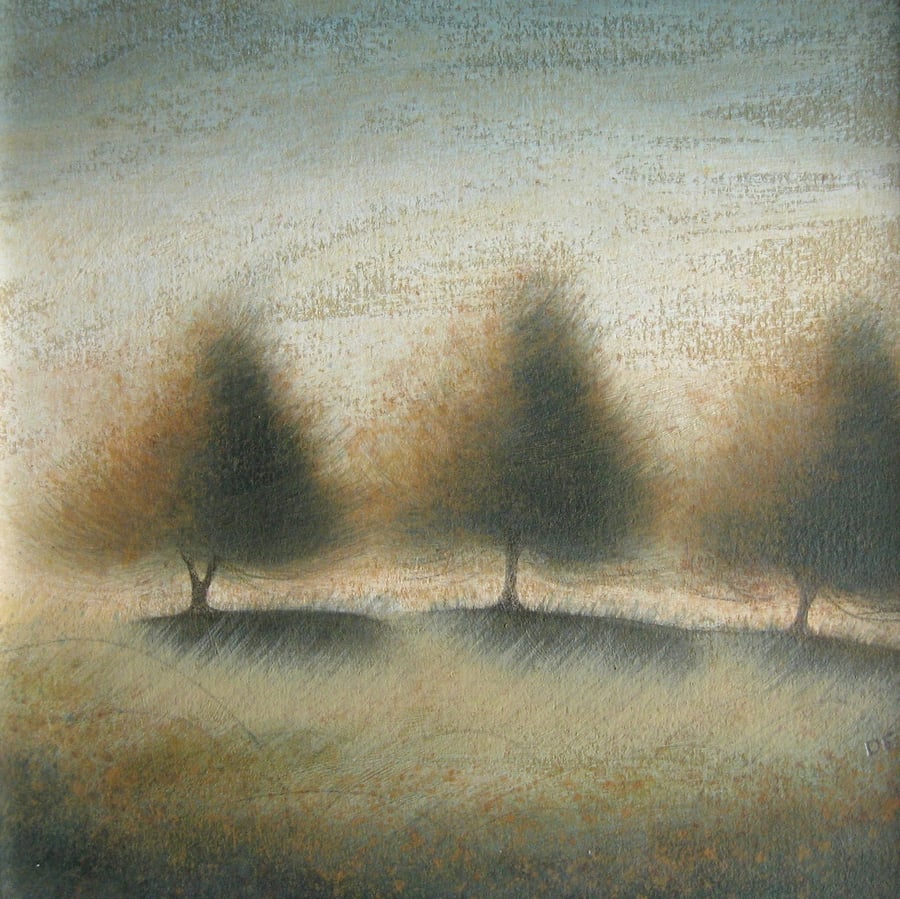 Autumn Trees - Framed Original Acrylic Landscape Tree Painting, Free UK Delivery