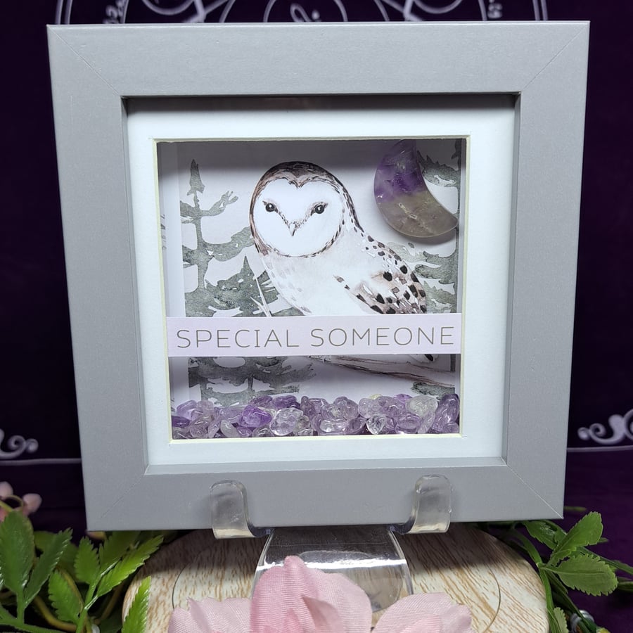 Special someone owl art frame with crystals gift